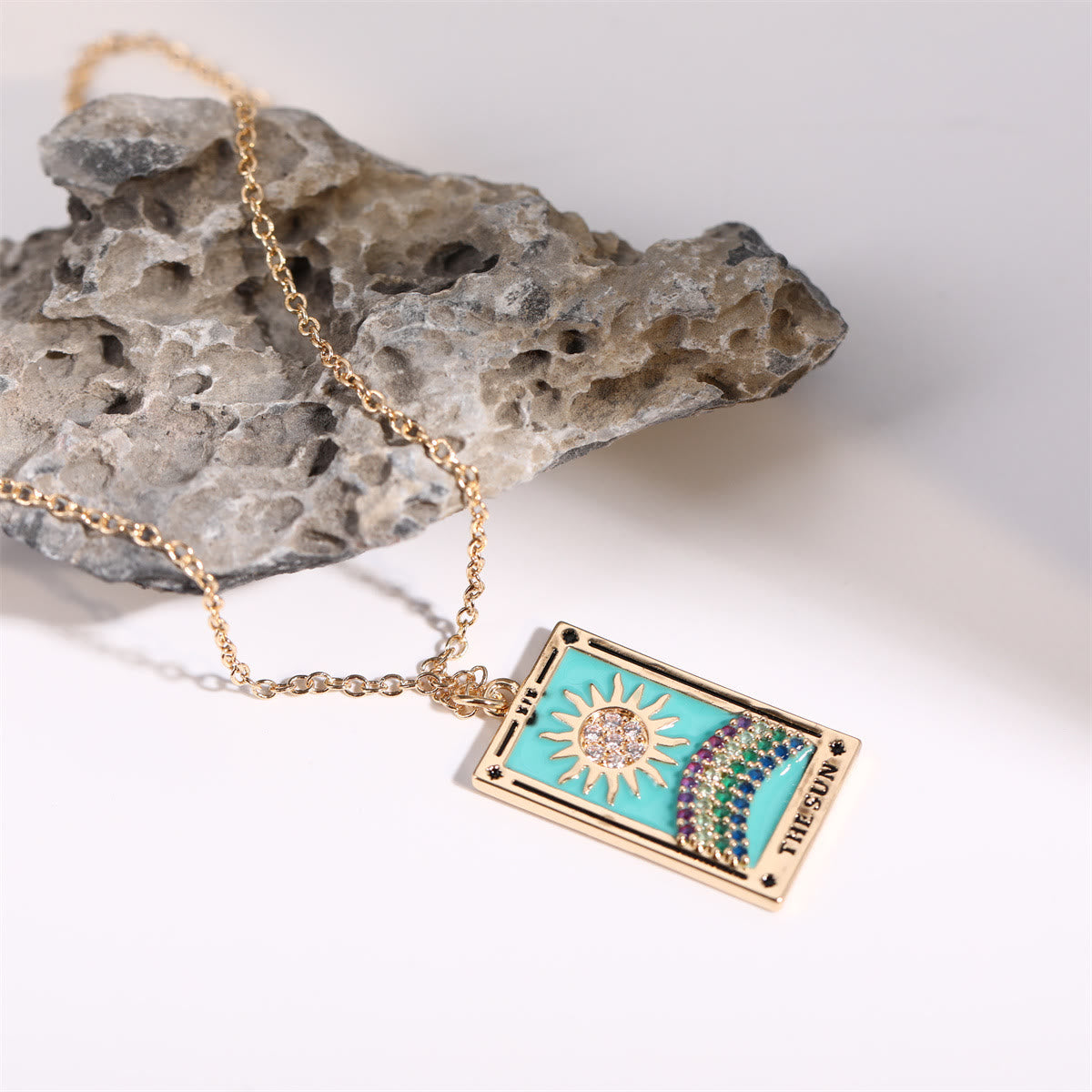 Brigitte® | Gold-Plated Tarot Pendant Necklace with Zirconia
