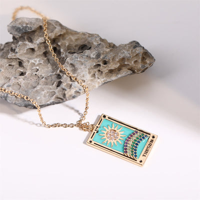 Brigitte® | Gold-Plated Tarot Pendant Necklace with Zirconia