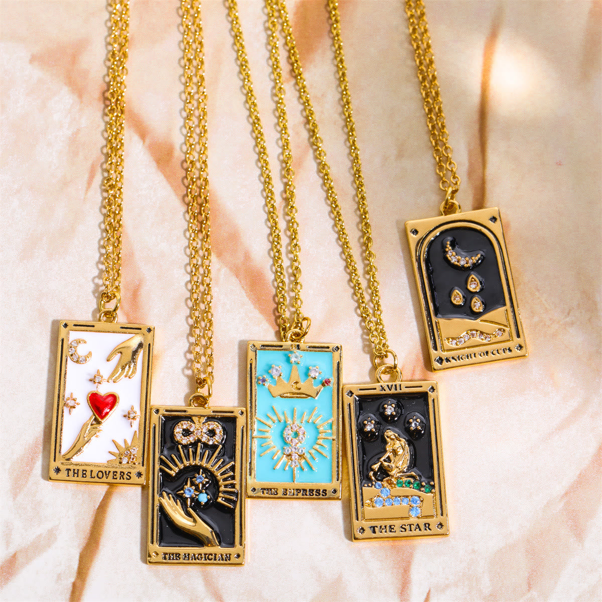 Brigitte® | Gold-Plated Tarot Pendant Necklace with Zirconia