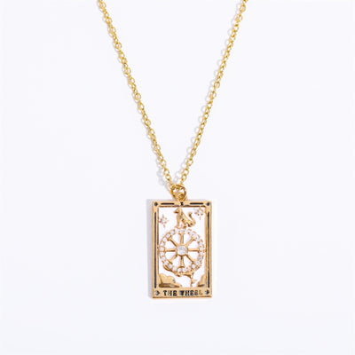 Brigitte® | Gold-Plated Tarot Pendant Necklace with Zirconia