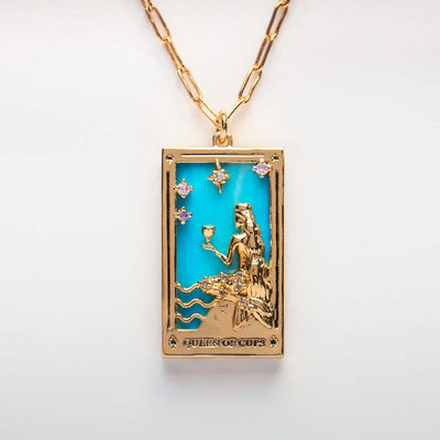 Brigitte® | Gold-Plated Tarot Pendant Necklace with Zirconia