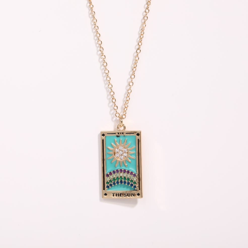 Brigitte® | Gold-Plated Tarot Pendant Necklace with Zirconia