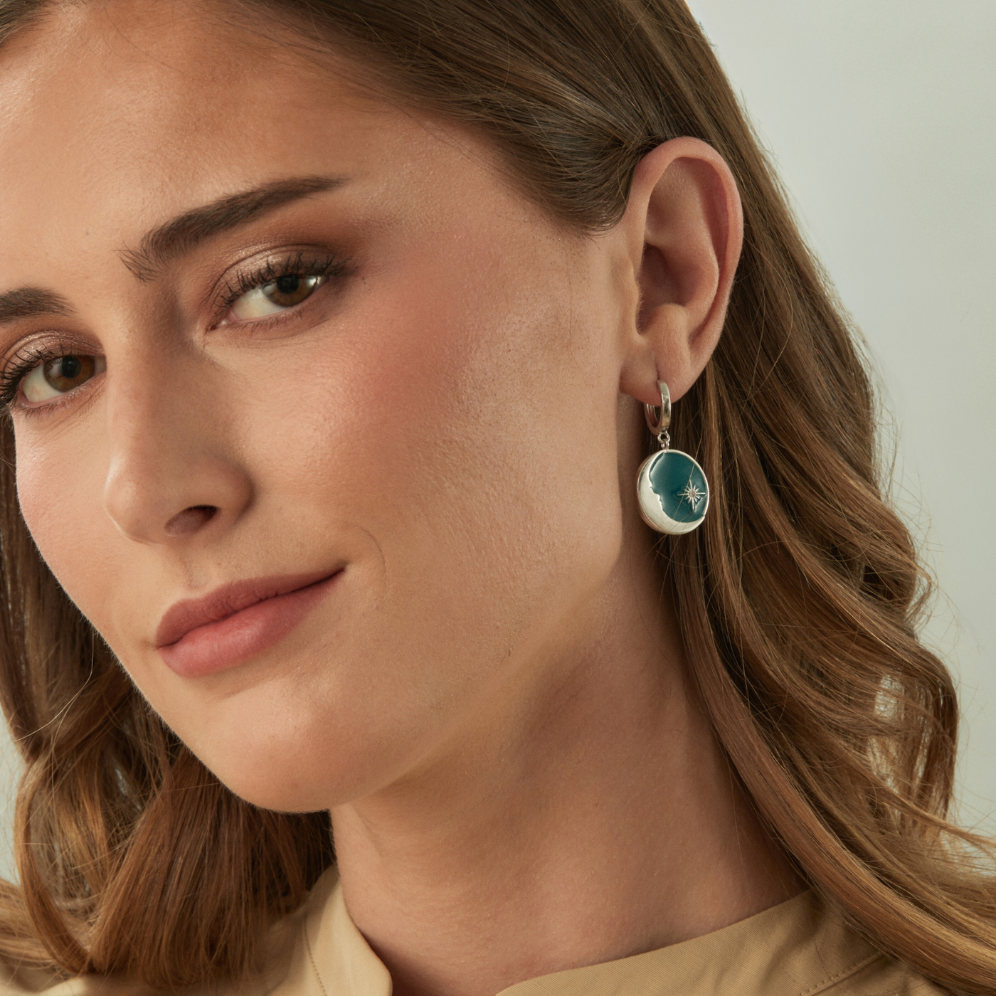 Xara® | Blue-Moon Silver Hoop Piercing Earring