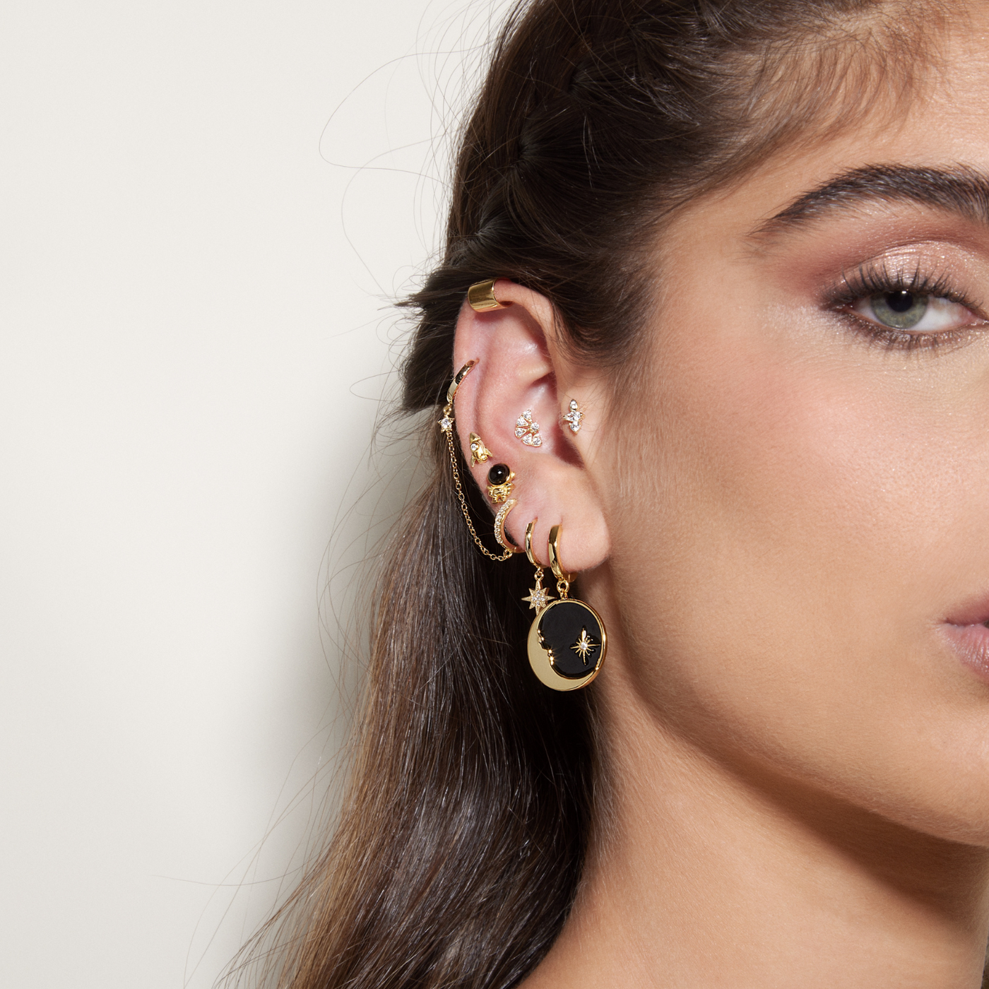 Amelia® | Golden-Moon Hoop Piercing Earring
