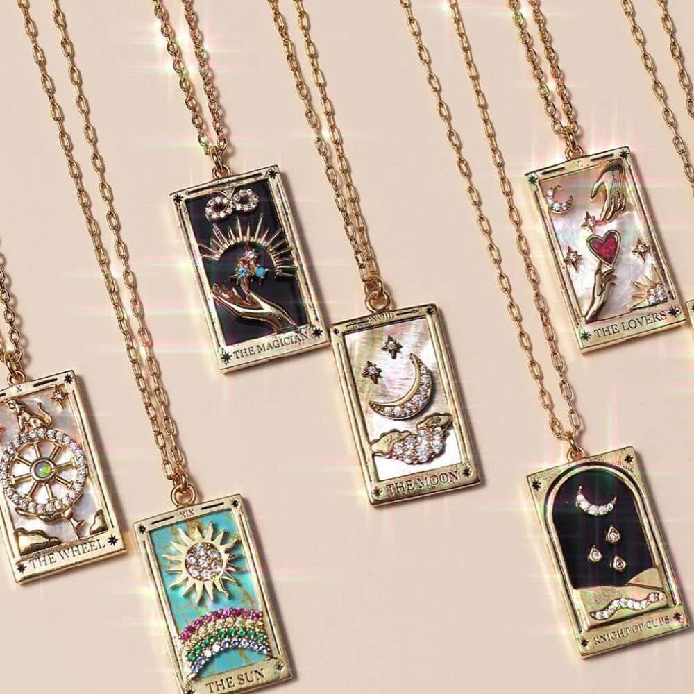 Brigitte® | Gold-Plated Tarot Pendant Necklace with Zirconia