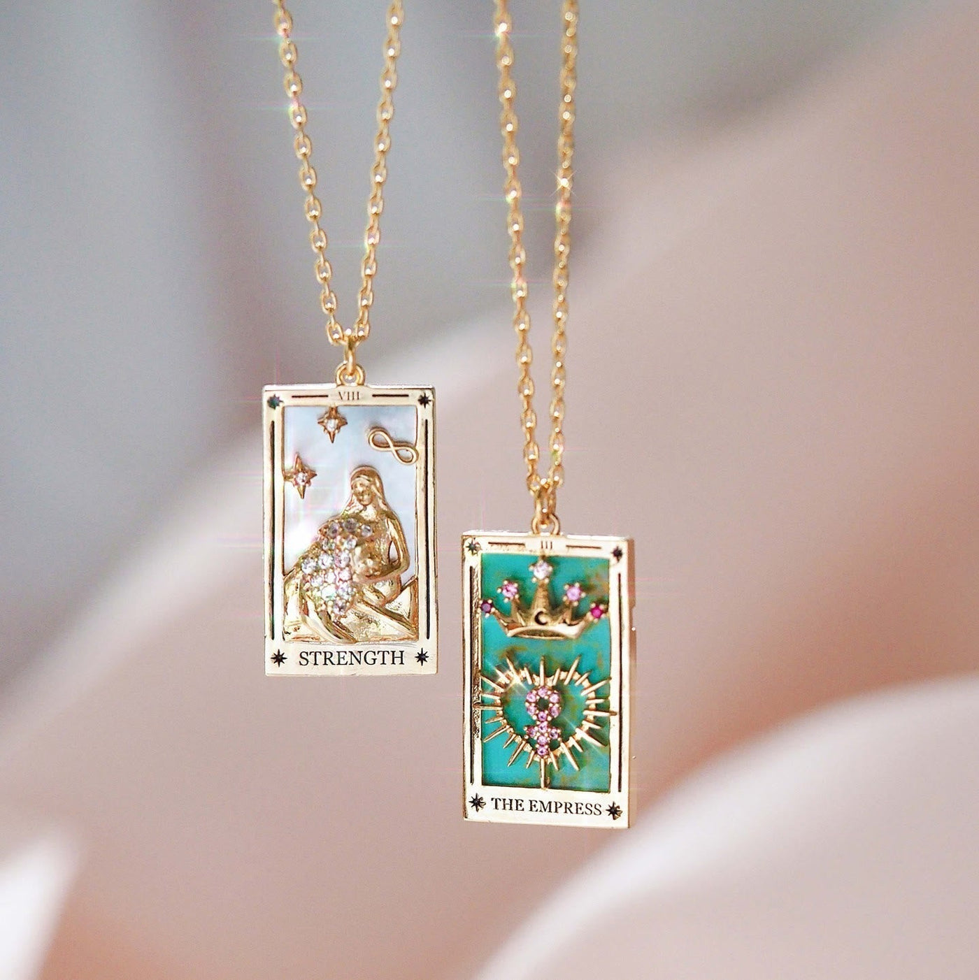 Brigitte® | Gold-Plated Tarot Pendant Necklace with Zirconia