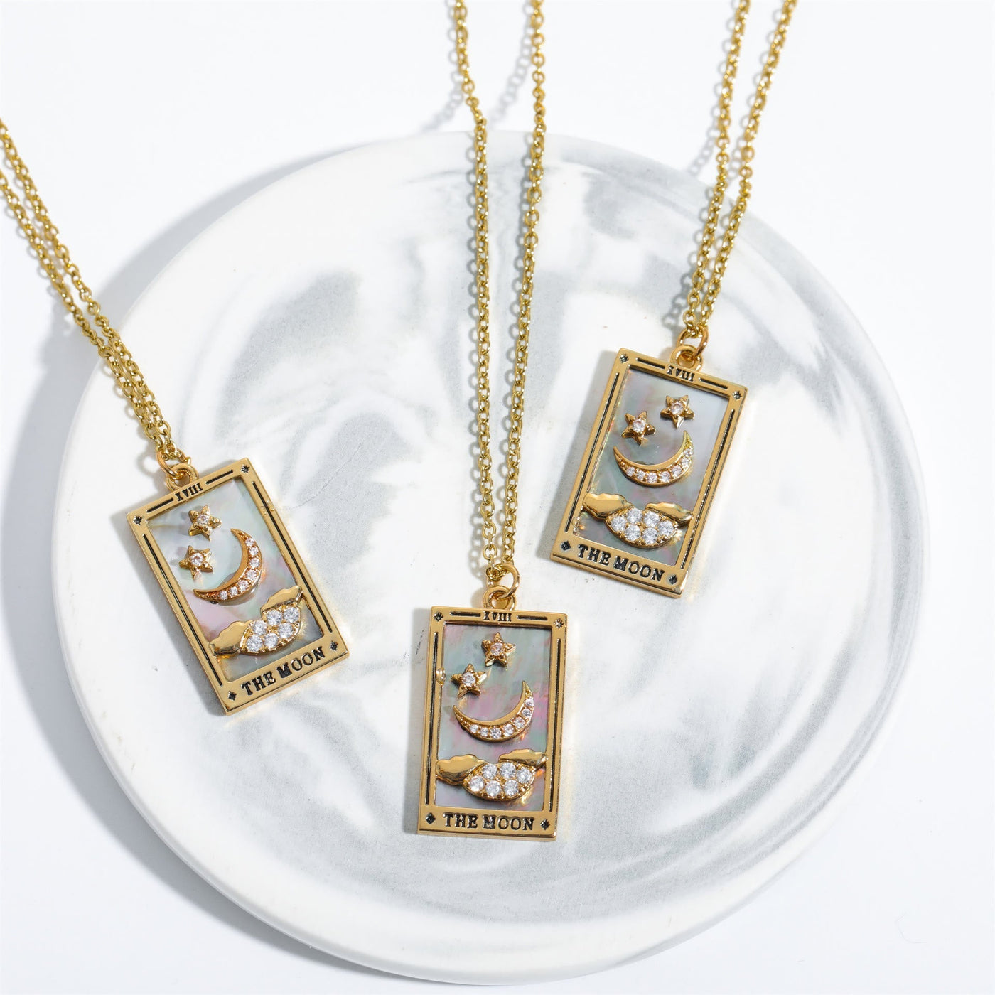 Brigitte® | Gold-Plated Tarot Pendant Necklace with Zirconia
