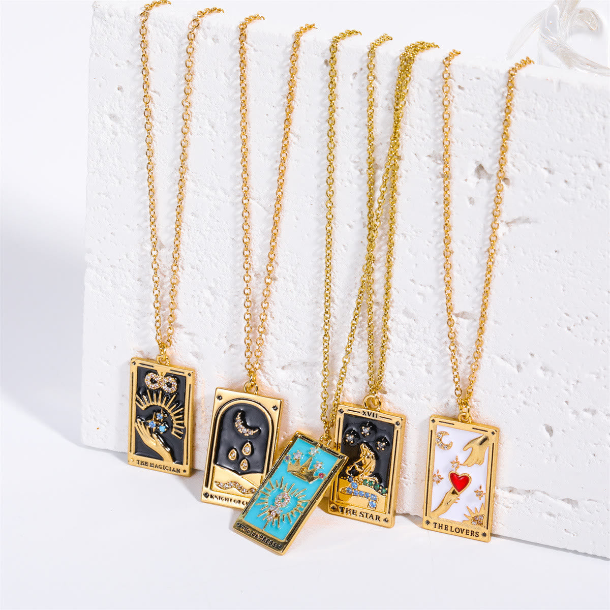 Brigitte® | Gold-Plated Tarot Pendant Necklace with Zirconia