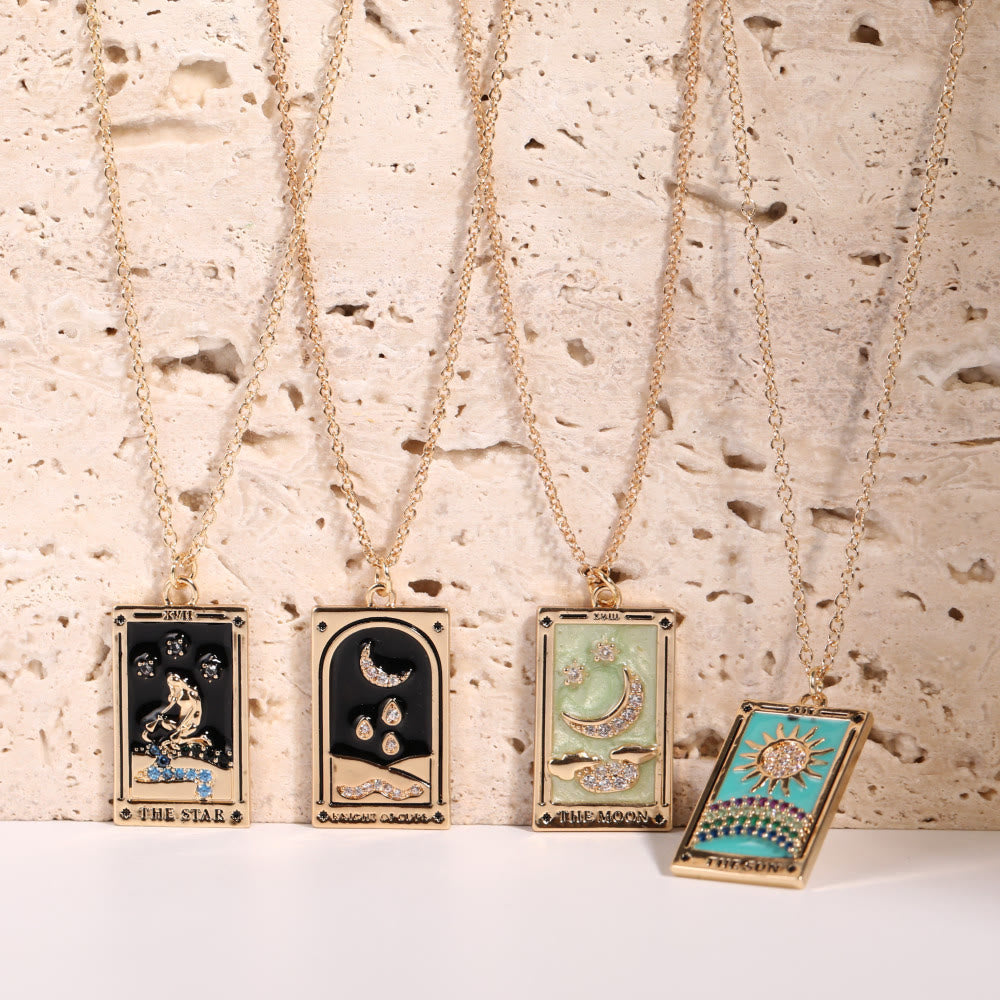 Brigitte® | Gold-Plated Tarot Pendant Necklace with Zirconia
