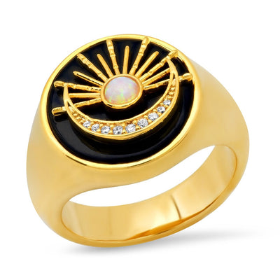 Flor® | Starburst Onyx Signet Ring